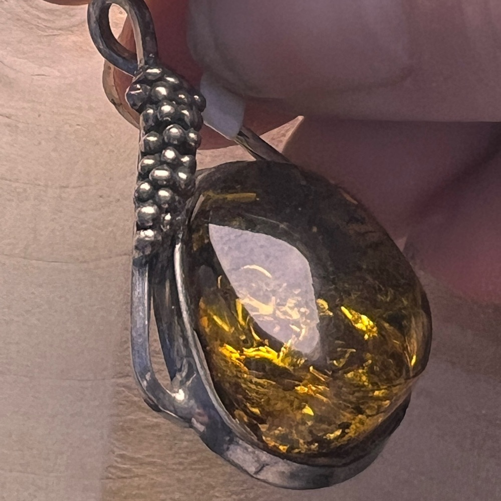 Genuine Vintage Baltic Fire Amber 6-8 grams Bali Crafted Setting All Natural